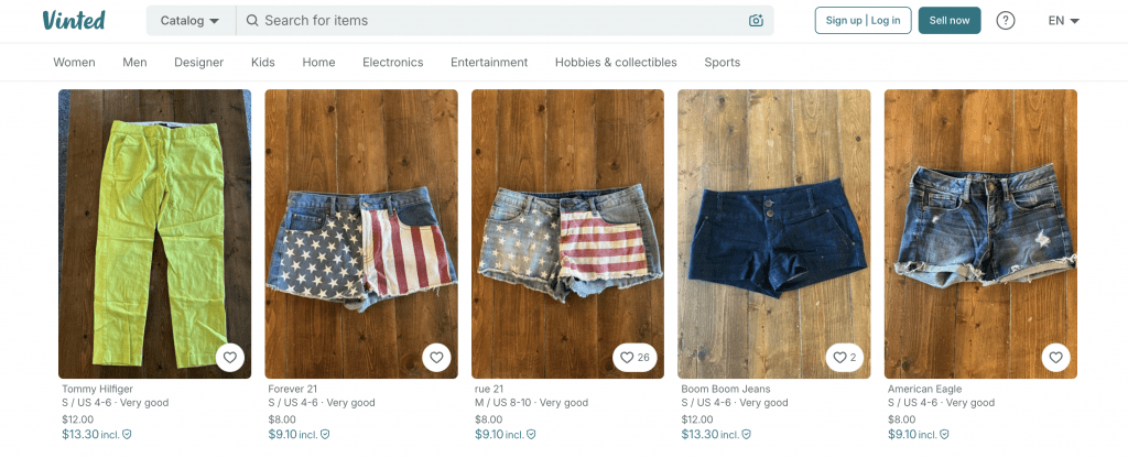 Vinted active listings